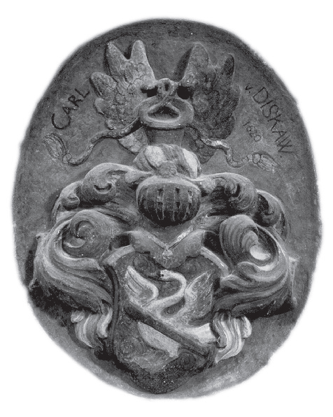 Wappenstein von Dieskau aus der Apostelkirche Großzschocher, 1620